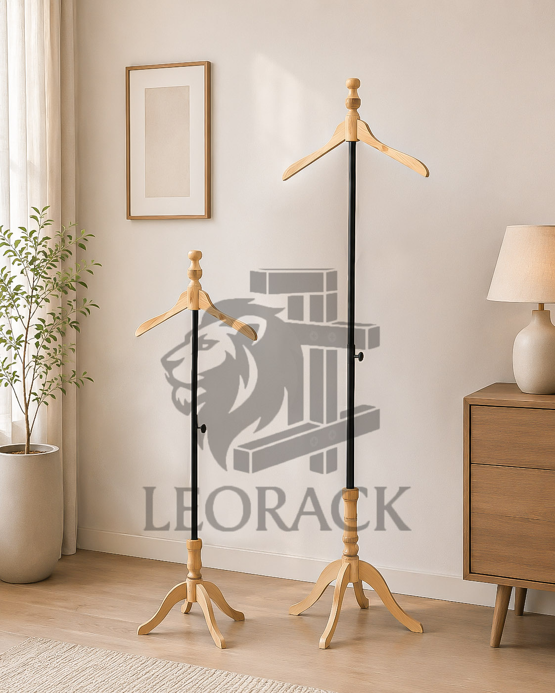 استند چوبکار آویز لباس کتی چوب روس تنظیمی